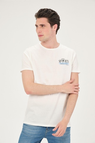 Rich Erkek Yıkamalı Basic T-shirt Tişört %100 Pamuk Tişört Beyaz