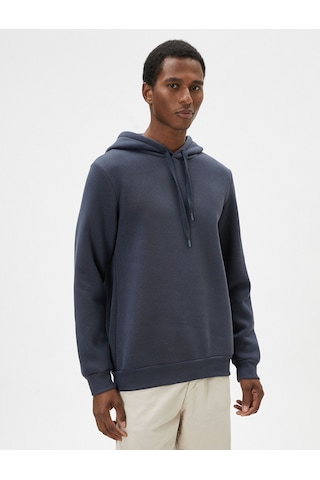 Koton Basic Kapşonlu Sweatshirt Uzun Kollu Ribanalı Antrasit 4sam70001mk Antrasit