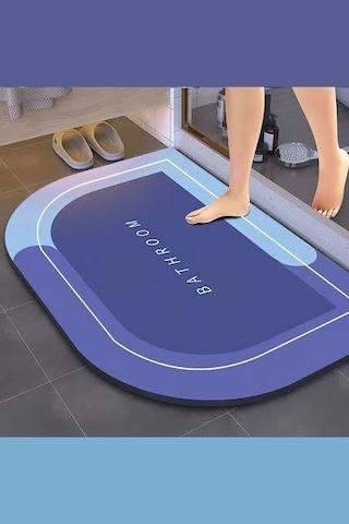 Modern Tasarım Banyo Paspası, Süper Emici, Kaymaz Taban, Mavi Ve Lacivert,hızlı Kuruyan,kolay Temizlenen Zemin Pasp Çok Renkli