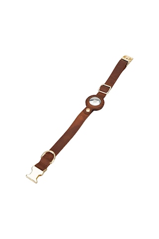 Doggo Gerçek Deriden El Yapımı Köpek Tasması Apple Airtag Uyumlu 50 CM Antik Kahve Kahverengi Standart