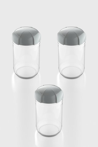 Renga Rhea 660 Ml Gri Kapaklı 3'lü Cam Kavanoz Seti 131011 Gri