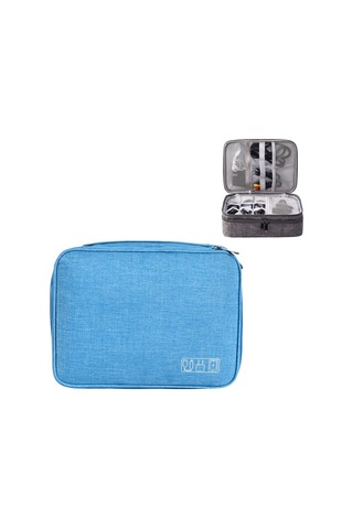 Sones 5 İnç Çok İşlevli Elektronik Dijital Kulaklık Güç Kablosu Saklama Çantası Lake Blue
