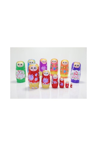 1 Adet Ahşap Matruşka İç İçe 6'li Set, 14 Cm Ölçü, Geleneksel Oyuncak Ve Dekor, Matryoshka Nesting Doll