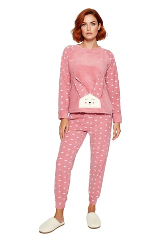 Frm Kadın Kalpli Polar Pijama Seti Ve Göz Bandı Hediyeli Fonksiyonel Pudra