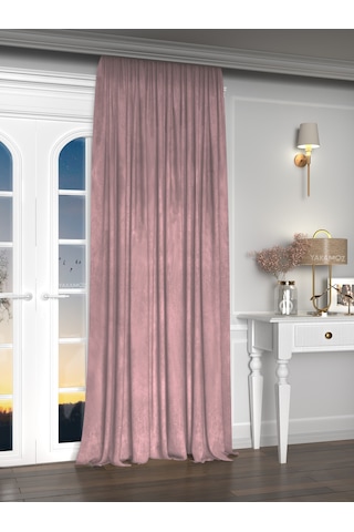 Yakamoz Kadife Görünüm Tatlı Pembe Ada Fon Perde Ekstraforlu Velvet Touch Serisi Tatlı Pembe
