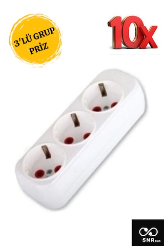 Snrelk 10 Adet 3'lü Klemensli Kablosuz Grup Priz