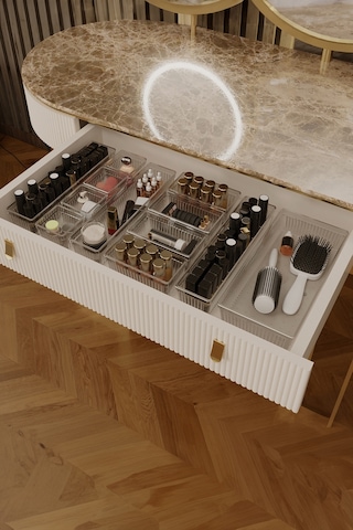 Meleni Home Dolap İçi Takı Makyaj Organizer Çekmece İçi Düzenleyici Set 12'li Şeffaf