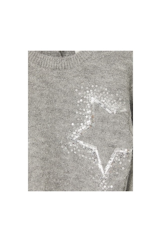 LC Waikiki Alıta Cıty Farkıyla Lcw Kids Gri Triko Baskılı Oval Yaka Kız Çocuk Kazak Gri - 925577309 Gri