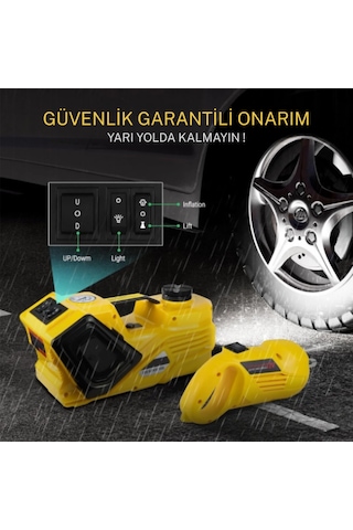 Elektrikli Hidrolik Kriko Hava Pompası Bijon Anahtarı Bijon Anahtarı Led Işık 4'ü 1 Arada Acil Durum Araç Tamir Seti