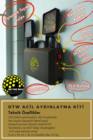 Otw Profesyonel Mobil Acil Aydınlatma Kiti 54wh Metal Kasa Şarj Edilebilir Projektör 50W Beyaz