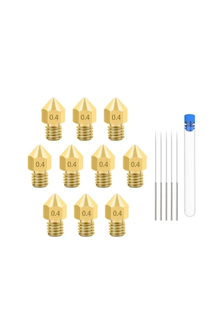 Leasetake 3d Yazıcı Nozulları, Makerbot, Creality Cr-10, Ender 3, Ender 3 Pro İçin 5 Temizleme İğneli 0,4 Mm/ 1,75 Mm Mk8 Nozulları