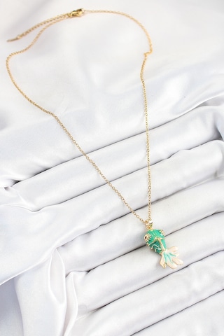 316l Çelik Zincir Yeşil Balık Model Gold Renk Kadın Kolye Eb-bko1 Çok Renkli