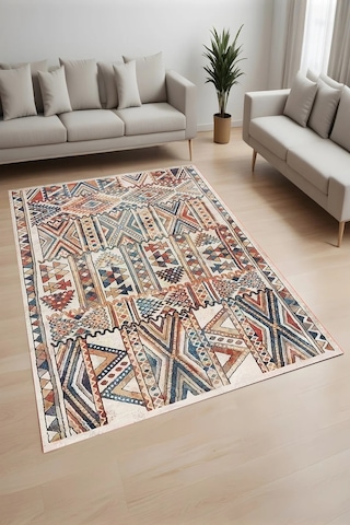 Eliana Home Dijital Baskı Yıkanabilir Kaymaz Taban Salon Halısı Ve Yolluk Rvg0985-fnl235 Bej