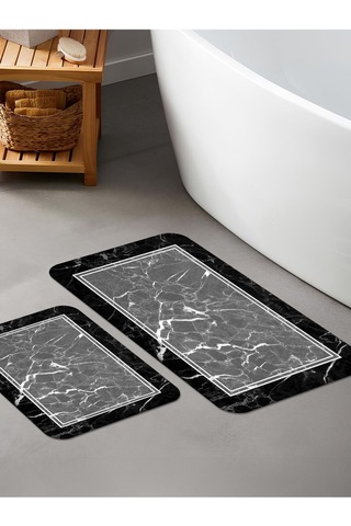 Dijital Baskılı Yıkanabilir Kaymaz Taban 2li Banyo Halısı Paspas Klozet Takımı 5089b