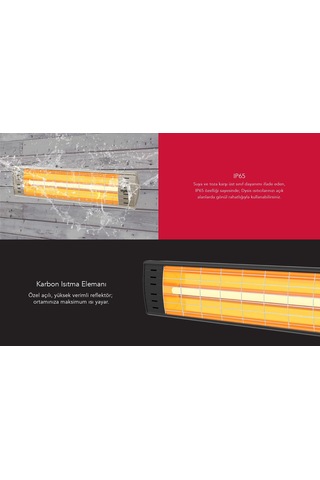 Dysis DH-7486 Art Plus Karbon Serisi IP65 Suya-Toza Dayanıklı 2300 W Bej İç/Dış Mekan Isıtıcı