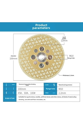 Tongxida Elmas Zımpara Levhası - Çift Taraflı Mermer El Fırçası 10 Cm, Kaba Kumu 45
