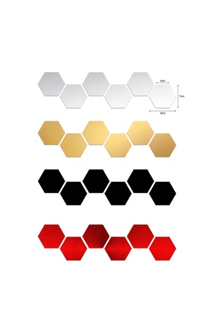 Vkemall 32 Adet Altıgen Ayna Duvar Çıkartmaları Çıkarılabilir Duvar Çıkartmaları Akrilik Siyah