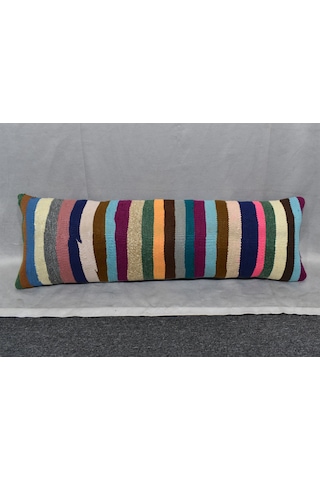 Zehra Abla Halı Yeni El Dokuma Dekoratif Lumbar Kilim Kırlent Yastık Kılıfı 6691 Çok Renkli
