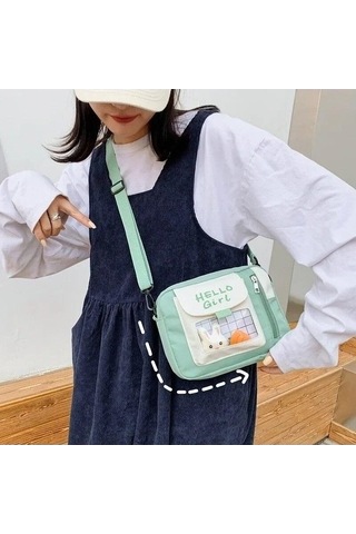 Tongxida Bosphorusboutique Yeni Versiyonu Pembe Omuz Öğrenci Mcrtrade Maç Küçük Kore Kız Kare Kanvas Kadın Fonksiyonlu Çanta Pembe