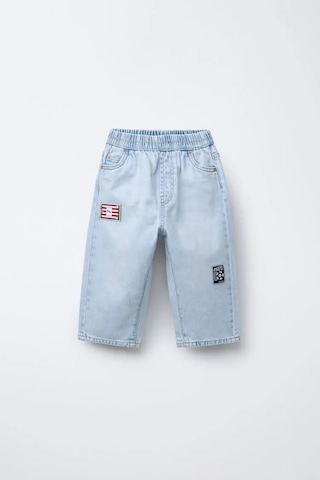 Poala Kids Yamalı Geniş Paça Jeans Mavi