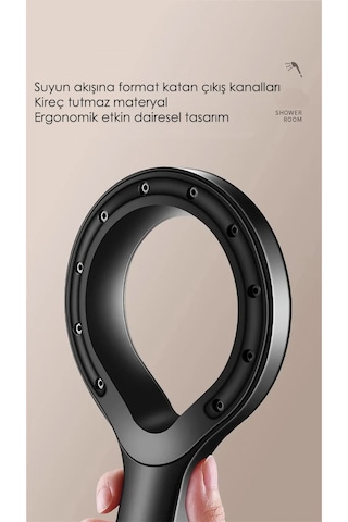 Hendek Su Tasarruflu Siyah Turbo Jet Banyo Duş Başlığı El Duşu Siyah