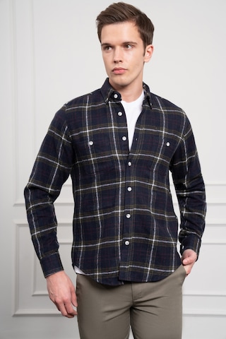 Morven Erkek Haki Regular Fit Desenli Oduncu Gömlek 25ks004001710 Haki Haki