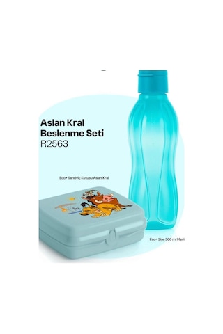 Aslan Kral Beslenme Seti Sandviç Kutusu Ve 500 Ml Şişe Mavi Mavi
