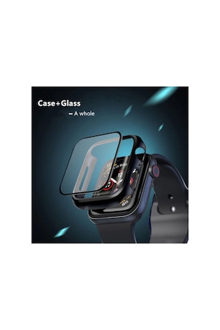 Apple Watch 7 Uyumlu 45 Mm Ekran Koruyucu Cam 360 Derece Kasalı Tam Kaplama