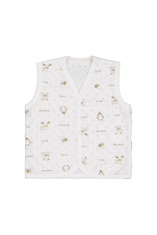 Albimini Civil Baby Desenli 1-9 Ay Yelek - Ekru