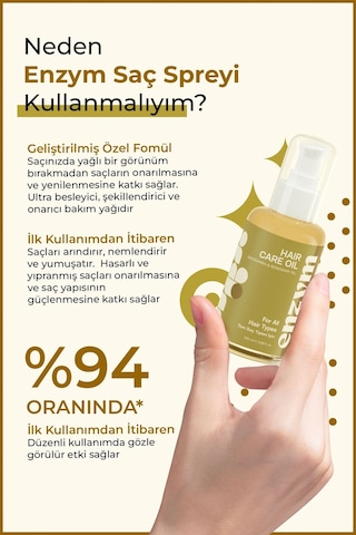 Enzym Cosmetıcshızla Uzama Etkili, Onarıcı Kompleks Doğal Saç Bakım Yağı 100 Ml Macadamia Ve Biberiye Yağı