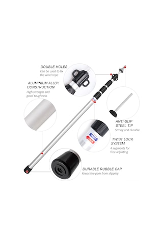 Ximistore9 Dış Mekan İçin 4 Bölümden Alüminyum Güneş Şemsiyesi Direği, Uzunluk Ayarlanabilir Gümüş, 2.8 M Gümüş