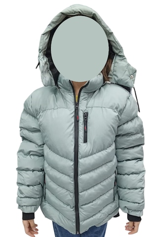 Erkek Çocuk Fermuar Cepli Kapüşonu Çıkabilen İçi Peluş Astarlı Su Yeşili Mont Mint Yeşili