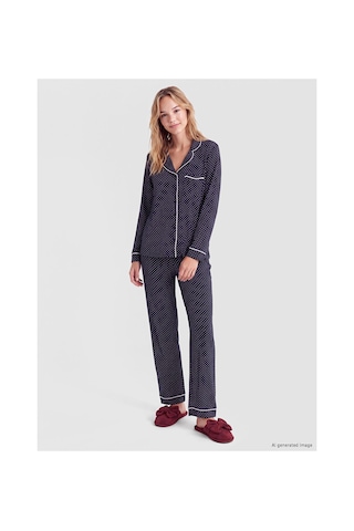 Lcw Dream Lacivert Puantiyeli Kadın Pijama Takım