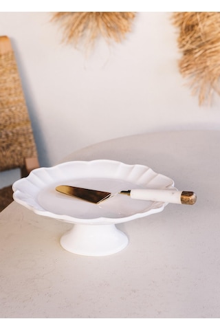The Mia Grande Pasta Kek Standı Beyaz 32x12 Cm Grd0011