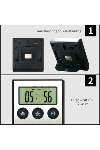 Wezone Mutfak Ve Bbq Gıda Sıcaklık Ölçerü - 0-250 C Aralığı, Zamanlayıcı Ve Alarm Özelliği, Lcd Ekranlı, Akıllı Prob Pil Dahil Değil
