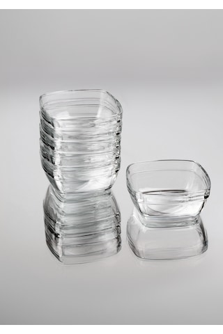 Glassco Kare Sütlaç Kare Cam Kase Tatlı Puding Kase 6'Lı