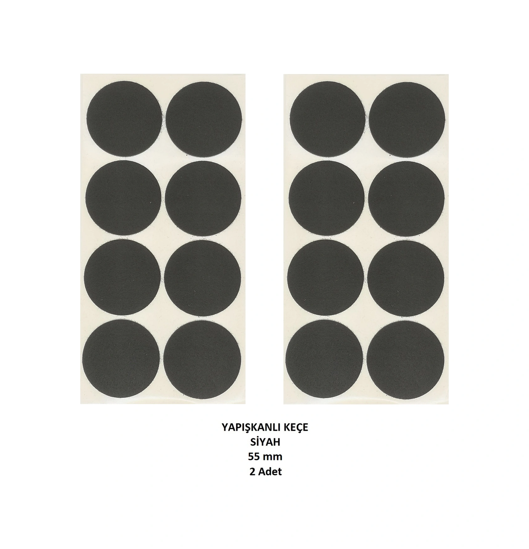 Zemin Koruyucu 55 Mm Siyah Keçe, Ses Ve Çizik Önleyici Siyah Mobilya Keçesi 2 Adet Siyah