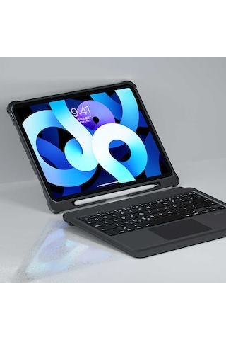 Apple Uyumlu iPad Air 11 2025 M3 Kablosuz Klavyeli Kılıf Benks Multifunctional Siyah
