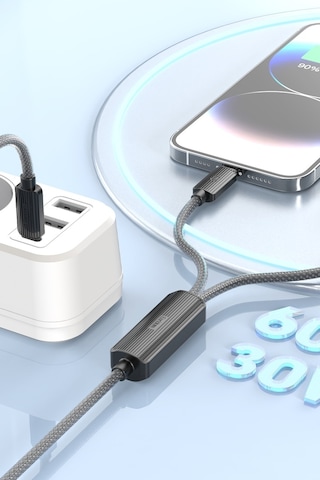 Earldom EC-IC01 1.2 M Çift Çıkışlı 2 in1 PD Hızlı Şarj Kablosu