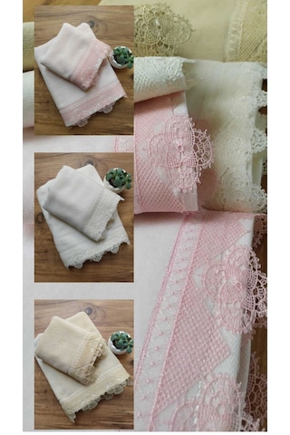 Osmanlı İğne Oyalı 6 lı Set El ve Yüz Havlusu 50/90 30/50cm Çok Renkli