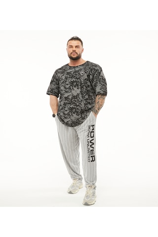 Bgsm Oversize Şalvar Eşofman Altı Body Pantolon Pnt1309 Ekru - Siyah
