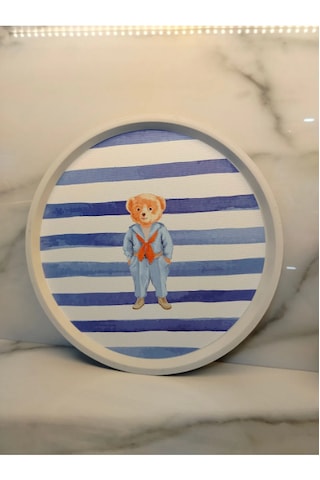 Olivier Ayı Bear Yuvarlak Tepsi Mavi