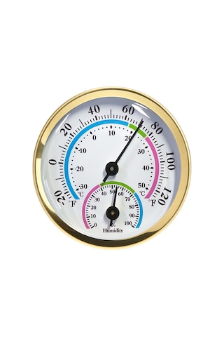 Skycity Altın Renkli Kompakt Oda Sıcaklık Nem Ölçer - Duvar Montajlı, Pil Gerektirmeyen Ev Ofis Serinlik Kontrol Cihazı