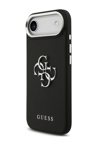 Apple Uyumlu iPhone 17 Air Kılıf Guess Lisanslı Pu Deri 4g Büyük Metal Logo Dizaynlı Kapak Siyah