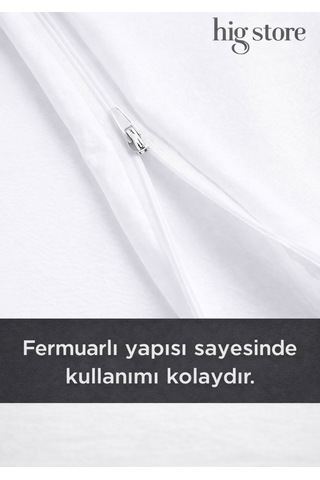 Pamuklu %100 Sıvı Su Geçirmez Yastık Alezi Fermuarlı 2 Adet 50x70 Ebat Fermuarlı Beyaz