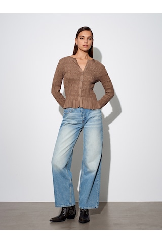 Dilvin 50926 Düğmeli Gipeli Top-vizon Vizon