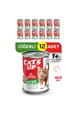 Cats Up Yaş Yetişkin Kedi Maması Ciğerli 415gr 12li