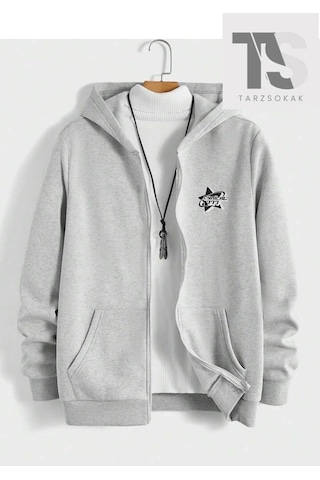 Tarzsokak Cynical 777 Sweatshirt Fermuarlı Hırka Siyah Siyah