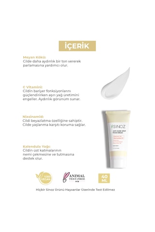 Sinoz %3 C Vitaminli Koyu Ton Eşitleyici Krem 40 ML