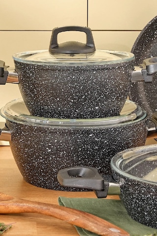 Emsan Oasis-S Blue Star 7 Parça Granit Tencere Set